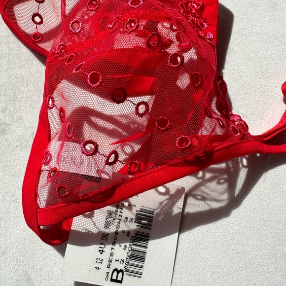 NWT LA PERLA Vintage Red sheer embroidered bra. - Picture 4 of 10